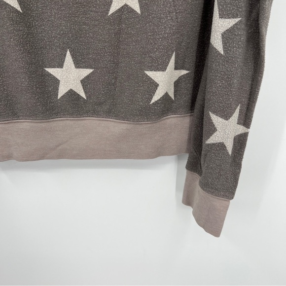 Wildfox Star Print Knit Long Sleeves Gray Crewneck Heathered Pullover Sweater - Picture 3 of 12